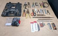 (1) Hyper Tough Rotary Tool Bit Set, (1) Partial Tap & Die Set & Assorted Hand Tools