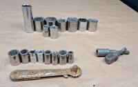 (1) 1/2" Drive Ratchet & Assorted Sockets & Box End Wrenches - 3