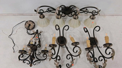 Decorative Wrought Iron Scroll Light Fixtures &ndash; Set of 5