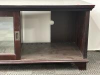 Dark Wood TV Stand with Sliding Tempered Glass Doors, Cable Management, 48"x20"x22" - 5