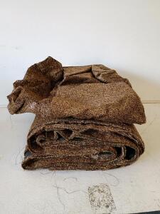 (2)Large Brown Commercial/Automotive Carpet Remnant with Grommets, 81"x92" and 93"x153", Rubber Backing