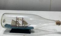 John Madison Collection 12" Brigantine Ship in Bottle, Serial #014, with Display Stand - 2
