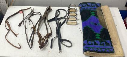 English Equestrian Tack Set &ndash; 2 Pairs Safety Stirrups, Bridles, Reins, Contoured Pad