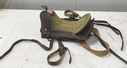 McClellan-Style Military Horse Saddle, Olive Seat, Complete Straps, Leather & Metal Hardware Price Est $175