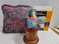 Mixed Lot: Pentax IQZoom EZY-R Camera, Plantronics Bluetooth, Brass Lamps, Pewter Plates, Ribbon - 7