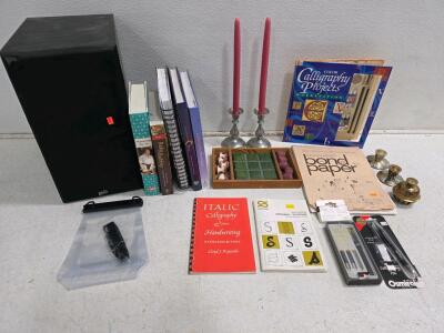 Calligraphy & Art Supplies Bundle &ndash; Osmiroid/Sheaffer Pens, Books, Paper, Ink, Accessories