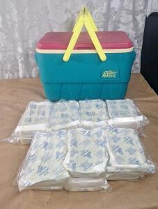 (1) Igloo The Picnic Basket Cooler & (14) Nordic Ice Bricks