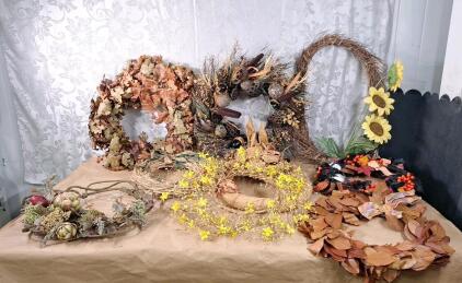 Lot Of (9) Assorted Fall Wreaths