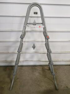 A-frame Pool Ladder, 4 Steps per Side, Metal Frame with Plastic Steps, Gray