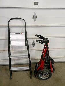 Sun Mountain Speed Cart V1 Red Three Wheel Push Golf Cart, Aluminum Frame, Drink Holder