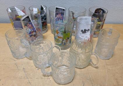 Disney Collector Glasses & Mugs Set &ndash; Various Characters, Embossed & Printed Designs