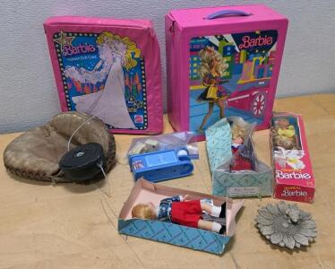 Vintage Barbie Lot: 1980s-1990s Dolls, Tropical Barbie, Carry Cases & Accessories