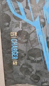 HO Skis CFR Charger Slalom Water Ski, US Made, Floating RTP, Lace Binding, Blue Skull Graphics
