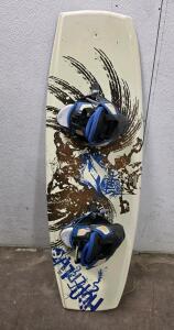 Hyperlite State 145 Wakeboard with Bindings, 3-Stage Rocker, Blue/Cream Graphics