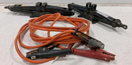 Automotive Scissor Jacks (2) 3,000 lbs w/ 12ft Jumper Cables, Heavy Duty Steel, Standard Kit