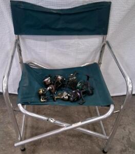 Lot of 7 Spinning Fishing Reels &ndash; Assorted Brands and Models, Used, For Parts/Repair