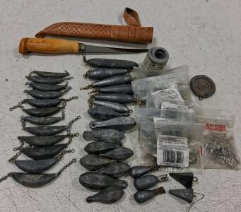 Morakniv 511 Knife, 25+ Mixed Lead Fishing Sinkers, Hardware Packs & More - Fishing Tackle Lot
