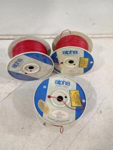 (3)Alpha 3231 18 AWG Hook-Up Wire, Tinned Copper, Red, 1000 ft Spools, UL Listed, USA Made