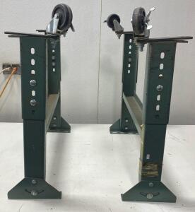 Adjustable Heavy-Duty Steel Workbench Legs with Locking Casters, 30"-36" Height Range