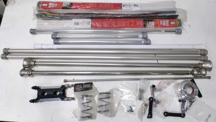 Mixed Lot: Curtain Rods, M-D Door Seals, Hot Rod Sled Shop Springs, Linkages & Hardware
