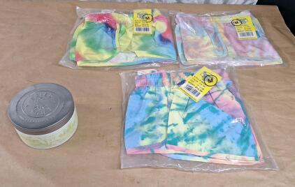 (3) Pair Of Banana Boat UPF 50+ Ladies Activewear Shorts, All Tie Die, All Medium & (1) Tried & True 14-Oz Scented Candle, Citrus Grove