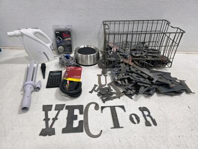 Assorted Steel Stencil Letter Set, 3-6" Characters, Working Steam Cleaner, Cat Water bowl
