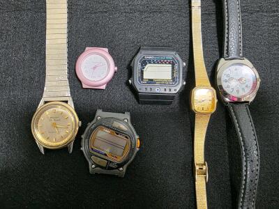 Vintage Bulova Selfwinding, Casio Thermometer, Timex 100M, Mixed Wristwatch Lot, Analog/Digital