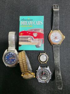 Vintage Seiko 6139 Chronograph, Vostok Komandirskie, Sanda B29, Gold-Tone Chrono, 5 Watch Lot