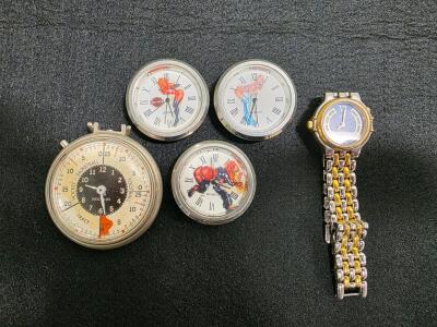 Vintage Westclox 8-Jewel Mechanical Stopwatch, Quartz Wristwatch, and Clock Inserts Collection