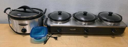 Hamilton Beach 6 Qt Slow Cooker & Crock-Pot Triple 1.5 Qt Buffet Server, Stainless Steel