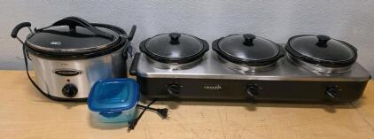 Hamilton Beach 6 Qt Slow Cooker & Crock-Pot Triple 1.5 Qt Buffet Server, Stainless Steel