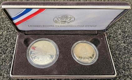 1989 US Mint Bicentennial Of Congress Proof Set: $1 Silver, 50&cent; Half Dollar, San Francisco