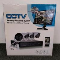 CCTV Security Recording System Kit with 4 Cameras, H.264 Compression, Internet & 4G Viewing (new/complete)