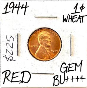 1944 Lincoln Wheat Penny 1&cent; Philadelphia GEM BU+++ RED, 95% Copper, PCGS Specs