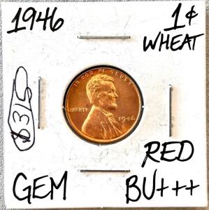 1946 Lincoln Wheat Cent, Philadelphia Mint, GEM BU+++ RED
