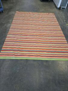 Large Striped Area Rug 88"x119" Multi-Color Flatwoven Contemporary Style