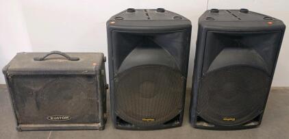 Pair Kingdom VersaPro 15" 600W Passive PA Speakers + Kustom KSC12M 12" Monitor, Tested