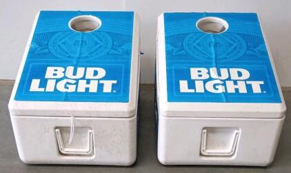 Bud Light Cornhole Cooler Board Set Plastic Construction, Dual Functionality