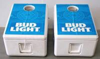 Bud Light Cornhole Cooler Board Set Plastic Construction, Dual Functionality