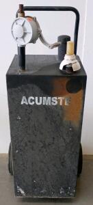 ACUMSTE 30 Gallon Portable Steel Fuel Transfer Tank with Manual Hand-Crank Pump and Wheels