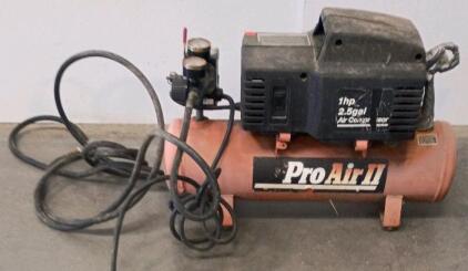 Pro Air II PAFA125-1 2.5-Gallon 1 HP Electric Portable Air Compressor, 125 PSI, 120V