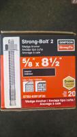 (6) Boxes Of Simpson Strong-Tie Strong-Bolt 2 Wedge Anchors, 5/8" x 6", Zinc-Plated, Box Of 20 (60 Total Bolts) - 3