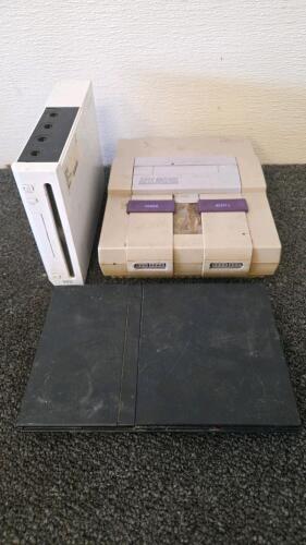 PlayStation 2 Slim SCPH-70001, Nintendo Wii RVL-001, Super Nintendo SNES Consoles, Tested Untested