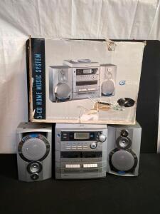 GPX J576W 5-CD Home Music System with Turntable and Dual Cassette Recorder( new) ( 1 box)