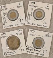 1997 & 1984 Mexican Pesos Set &ndash; 1, 2 & 100 Pesos, Aluminum-Bronze & Stainless/Bimetallic