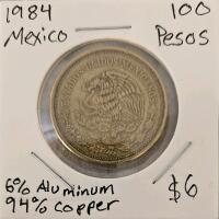 1997 & 1984 Mexican Pesos Set &ndash; 1, 2 & 100 Pesos, Aluminum-Bronze & Stainless/Bimetallic - 4