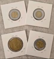 1997 & 1984 Mexican Pesos Set &ndash; 1, 2 & 100 Pesos, Aluminum-Bronze & Stainless/Bimetallic - 6