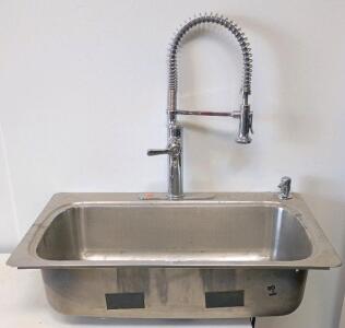 Commercial Stainless Steel Single Compartment Sink with Pre-Rinse Faucet and Soap Dispenser