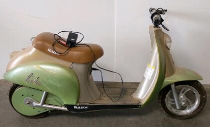 Razor Pocket Mod "Risto" Electric Scooter &ndash; 24V 250W, 12" Tires, Tan Seat, Charger Included