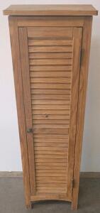 Tall Wooden Storage Cabinet with Louvered Door,